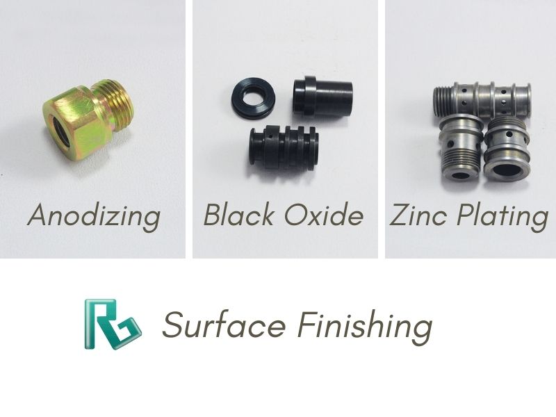 Hydraulic turned parts with different surface finishing including black oxide, anodized, and zinc plating